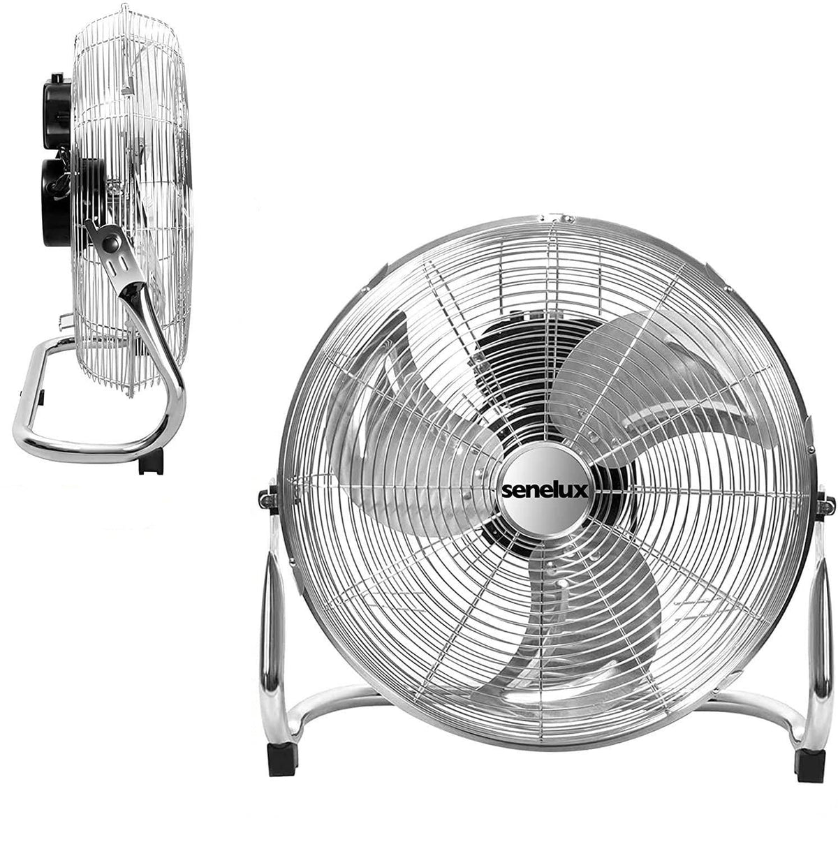 Chrome Floor Fan with 3 Speeds and Adjustable Tilt