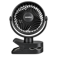 Senelux 5-Inch Rechargeable Clip-On Fan with 4 Speeds