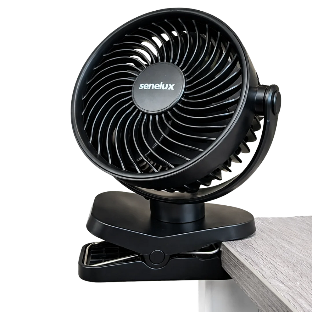 Senelux 5-Inch Rechargeable Clip-On Fan with 4 Speeds