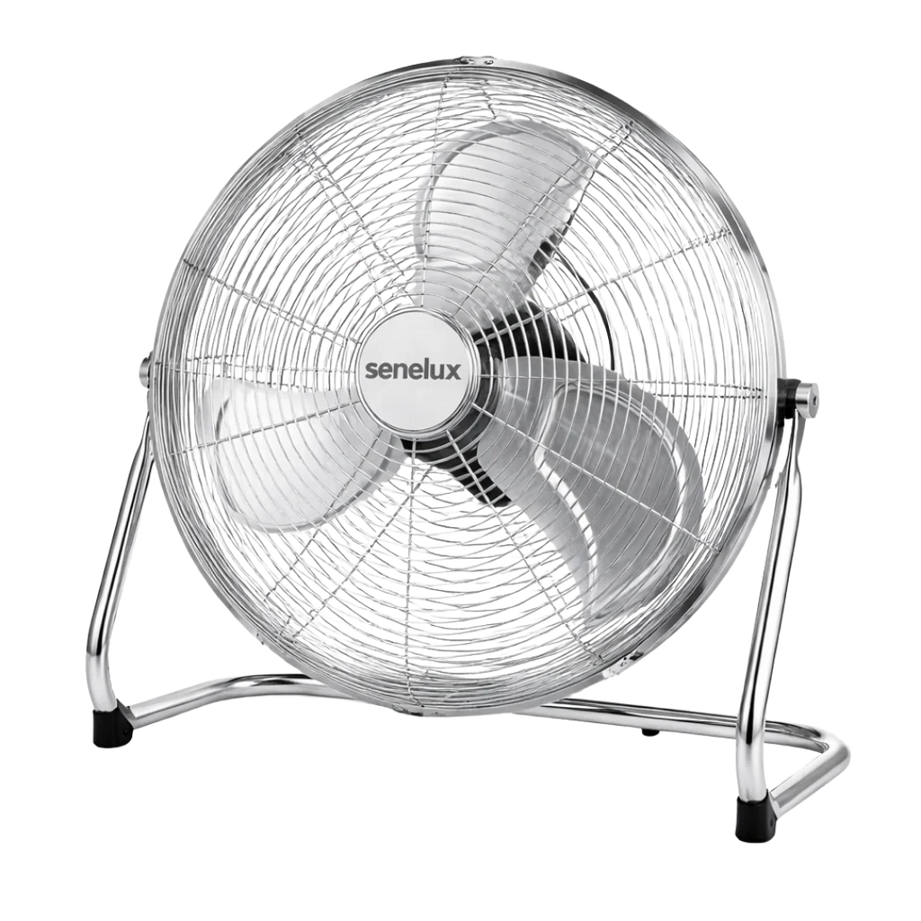 Chrome Floor Fan with 3 Speeds and Adjustable Tilt