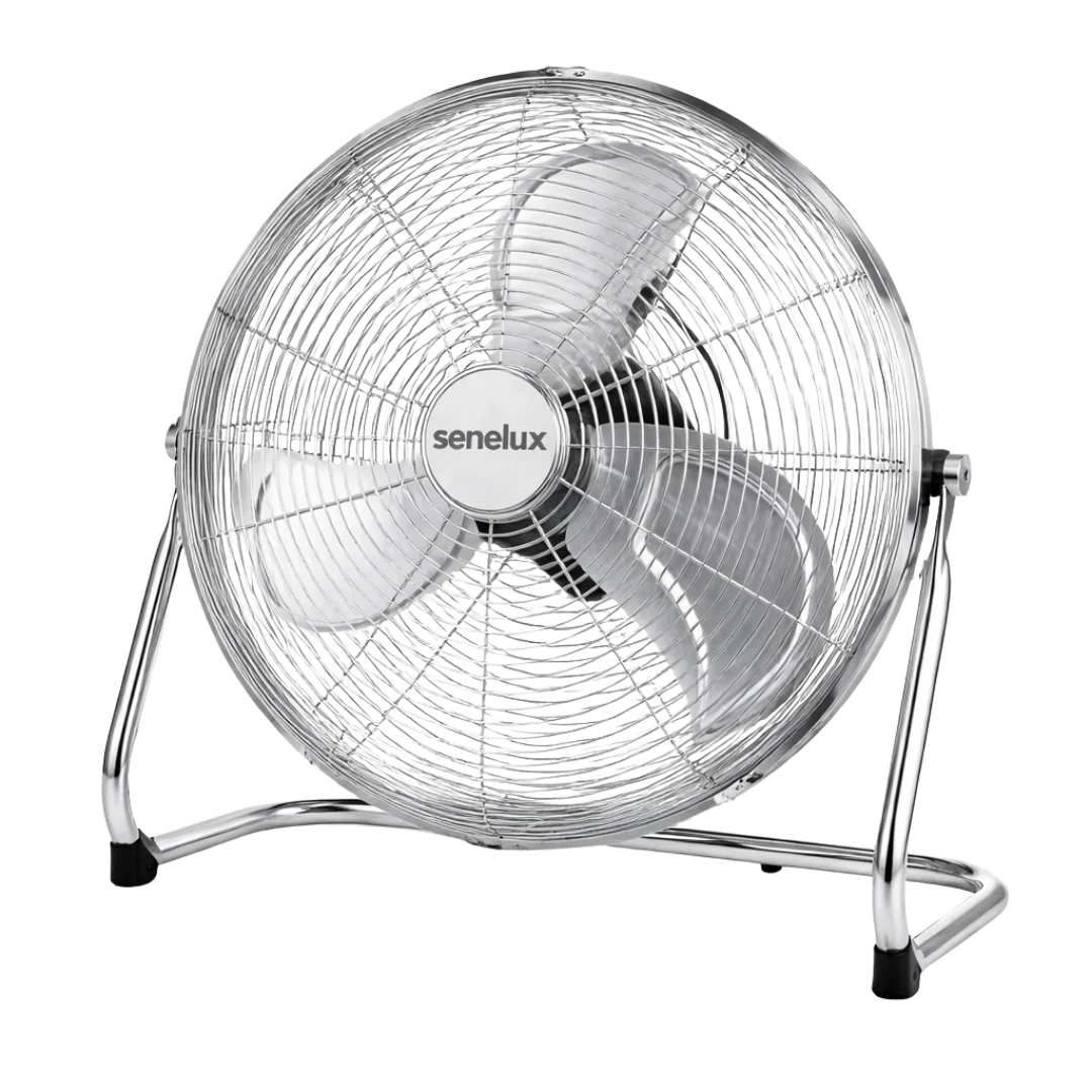 Chrome Floor Fan with 3 Speeds and Adjustable Tilt