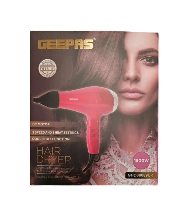 Geepas 1500W Compact Hair Dryer with Cool Shot – GHD86089UK