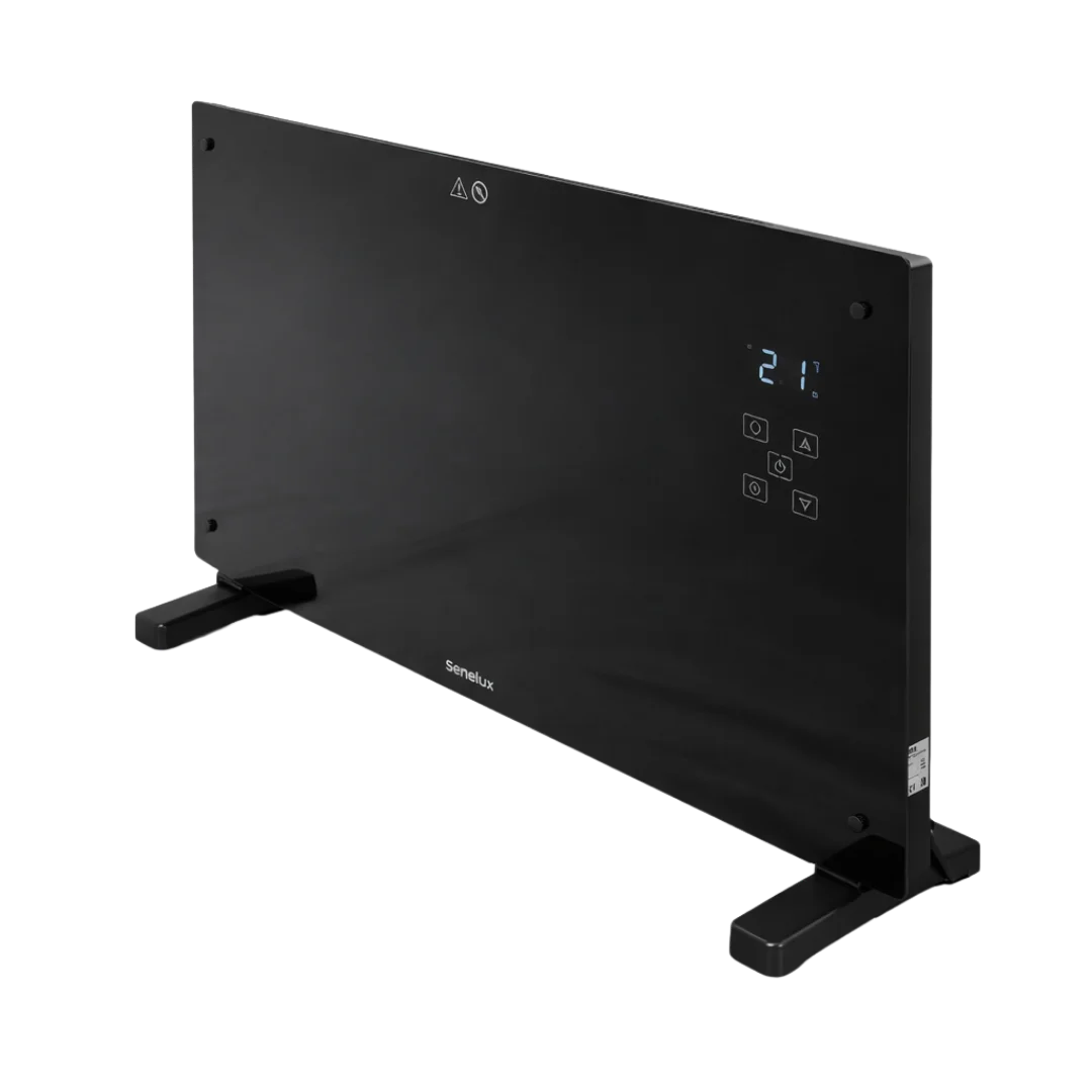 Senelux Black Glass Panel Heater with Wi-Fi Controls