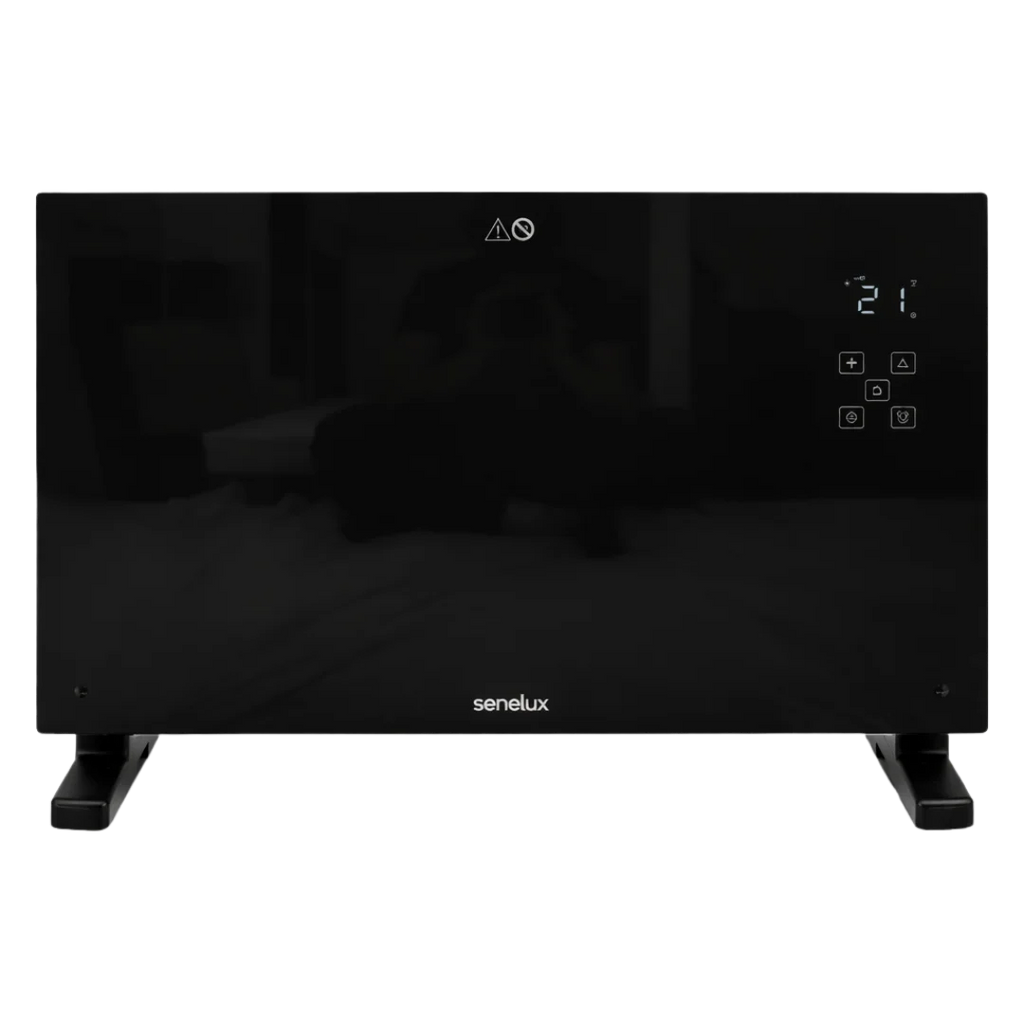 Senelux Black Glass Panel Heater with Wi-Fi Controls