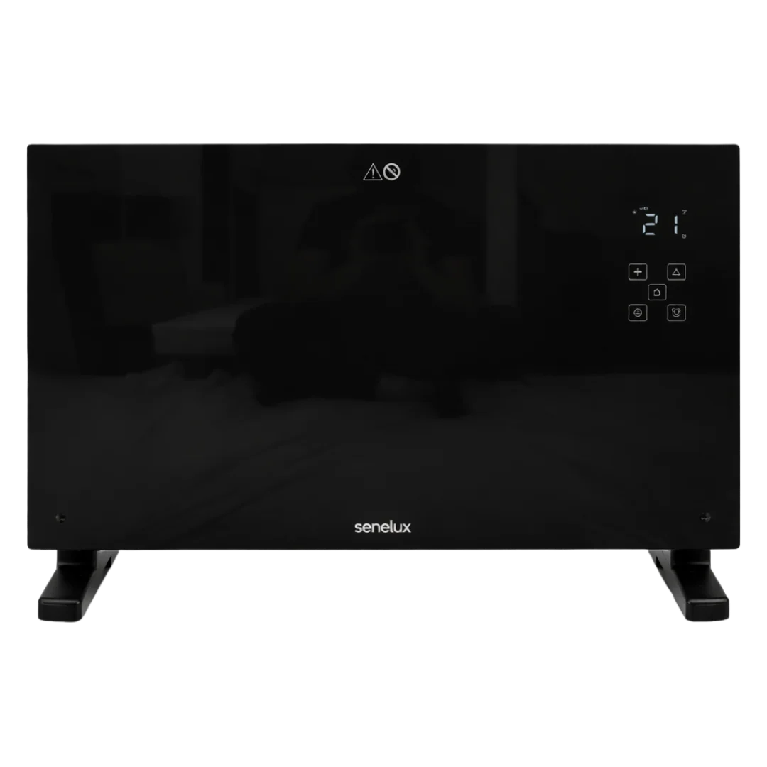 Senelux Black Glass Panel Heater with Wi-Fi Controls