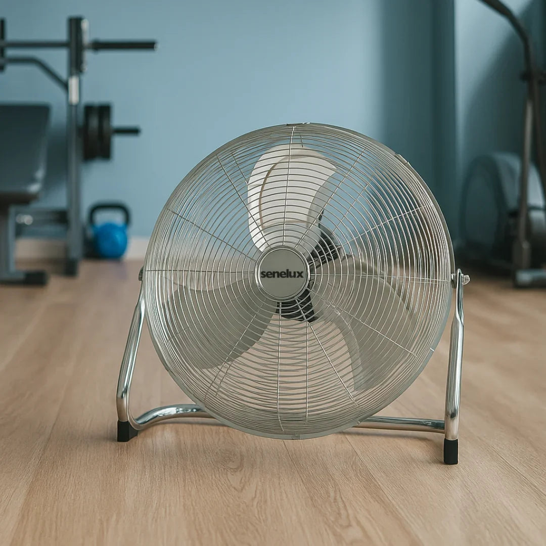 Chrome Floor Fan with 3 Speeds and Adjustable Tilt