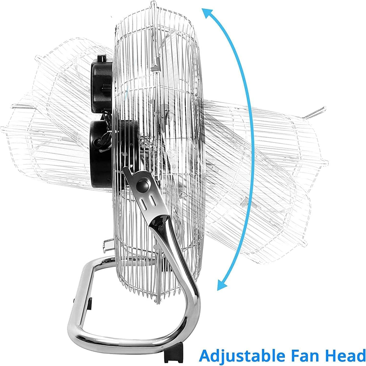 Chrome Floor Fan with 3 Speeds and Adjustable Tilt
